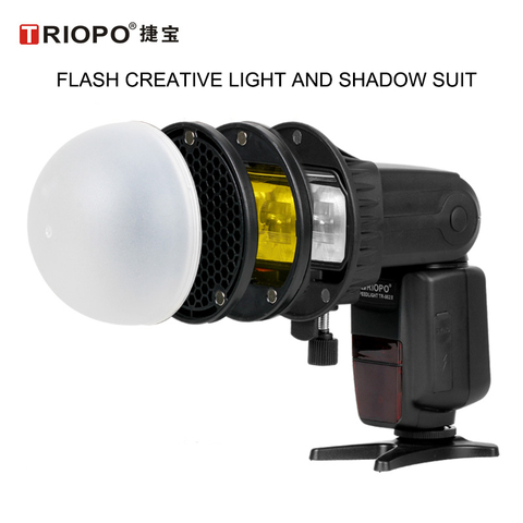 TRIOPO MagDome couleur filtre réflecteur nid d'abeille diffuseur boule Photo accessoires Kits pour GODOX TT600 TT520 YONGNUO Flash remplacer ► Photo 1/6