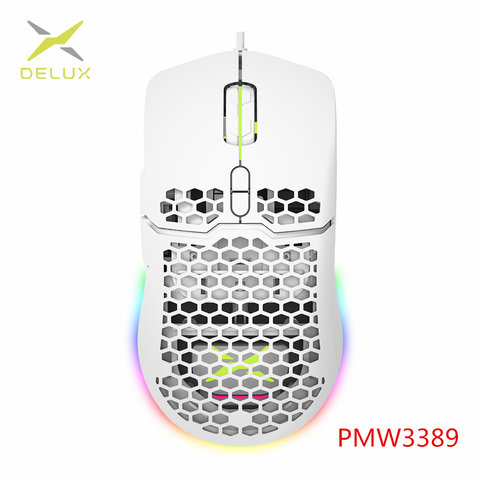 Souris de jeu légère DELUX M700 67g souris de conception de coquille en nid d'abeille 16000DPI avec câble de corde souple et logiciel pour Gamer PMW3389 ► Photo 1/6