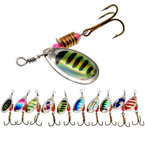 10 couleurs Peche Spinner pêche leurres Wobblers manivelle Jig Shone métal Sequin truite cuillère avec crochets pour pêche à la carpe Pesca ► Photo 1/6