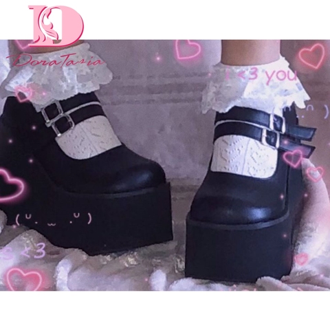 DORATASIA marque nouvelle femme Lolita mignon Mary Janes pompes plate-forme compensées talons hauts femmes pompes doux gothique Punk chaussures femme ► Photo 1/6