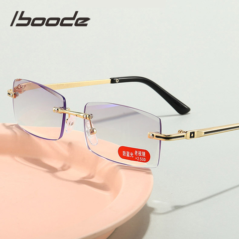 Iboode + 1.0 à + 4.0 sans cadre lunettes de lecture hommes classique carré alliage de titane affaires vue lointaine lunettes Anti bleu presbyte ► Photo 1/6