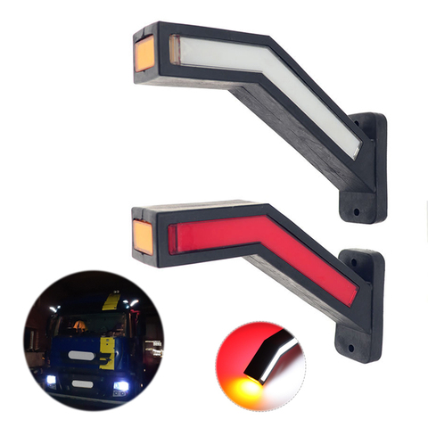 Feu de Position de remorque de camion, 2 pièces, universel, LED, couleur fluo, ambre, rouge, blanc, étanche, 12V, 24V ► Photo 1/6