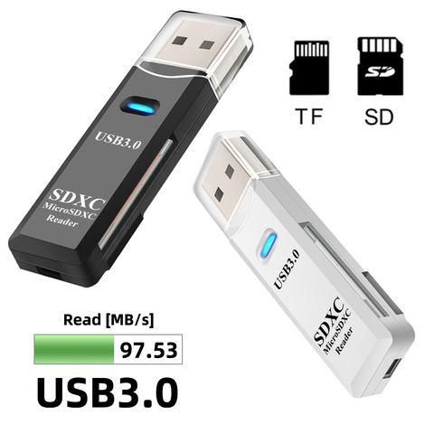 Lecteur de cartes 2 en 1 USB 3.0 pour PC, Micro SD, TF, carte mémoire, adaptateur USB 3, lecteur Flash, accessoires pour ordinateur portable ► Photo 1/6