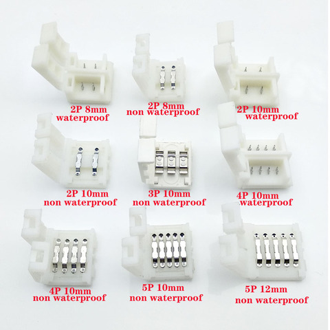 Connecteur sans soudure pour bande LED de 8mm 10mm 5050 3528 ws2811 ws2812b 5630 5730 smd, connecteur sans soudure à 2 broches, 3 broches, 4 broches, 5 pièces/lot ► Photo 1/6