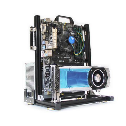 Refroidissement par eau de support de dissipation thermique de support nu d'alliage d'aluminium d'itx MATX de jeu ouvert vertical de châssis d'atx ► Photo 1/6