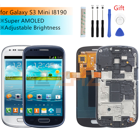 Super AMOLED pour samsung galaxy s3 mini écran lcd i8190 écran tactile numériseur assemblée GT-i8190 i8195 i8200 pièces de réparation ► Photo 1/6