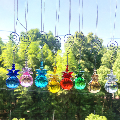 8 couleurs pendentifs en cristal bricolage lustre cristaux perle Suncatcher prismes suspendus ornement lustre accessoires décoration de voiture ► Photo 1/6