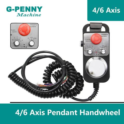 Livraison gratuite! CNC 4 axes 6 axes Mach3 MPG pendentif 100 impulsion MPG volant à main avec interrupteur d'urgence e-stop, volant électronique ► Photo 1/6