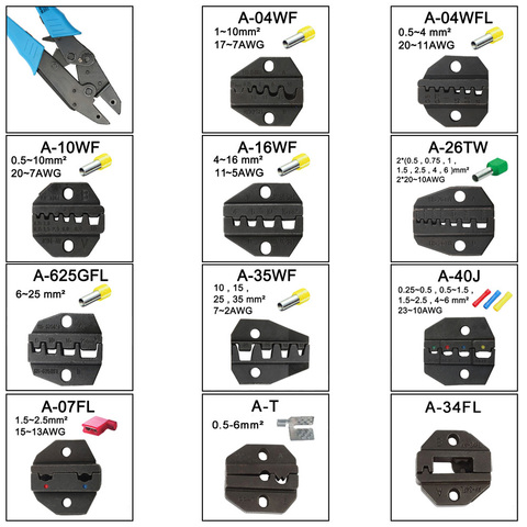 Ensembles de matrices pour machines à sertir HS, AM-10, EM-6B1, avec mâchoires, A04WFL A04WF A10WF A16WF A625GFL A40J A26TW A07FL ► Photo 1/6