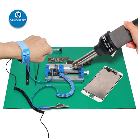 Plate-forme de soudure d'isolation thermique de réparation de téléphone de tapis de travail d'isolation thermique d'esd de tapis antistatique avec le poignet d'esd de fil de terre ► Photo 1/3
