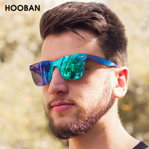 HOOBAN – lunettes De soleil sans bords pour hommes et femmes, verres solaires carrés Vintage, marque élégante, une pièce ► Photo 1/6