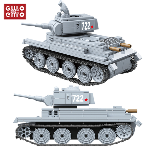 BT-7 militaire char léger blocs de construction russie chars soviétiques briques WW2 armée Police soldat arme ville enfants enfants jouets cadeaux ► Photo 1/6