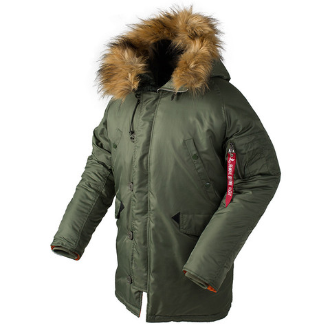 Homme hiver N3B veste bouffante en plein air Camping ski hommes Long manteau militaire fourrure capuche chaud Camouflage tactique bombardier armée Parka ► Photo 1/6