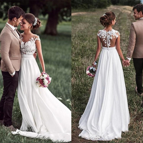 Robe de mariée longue, robe de plage Boho, en dentelle, élégante, pour la mariée ► Photo 1/3