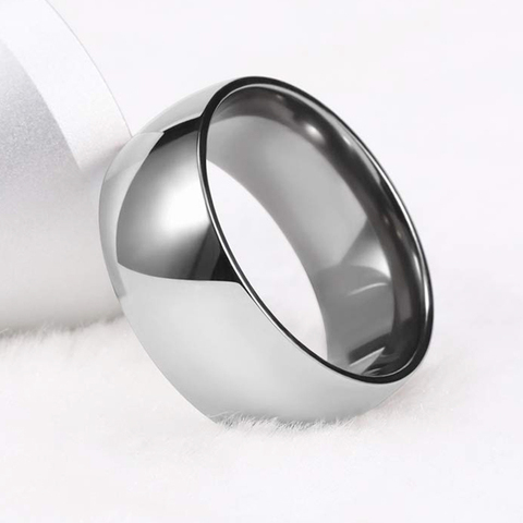 Tigrade – bague en titane pour hommes, anneau de 10mm de large, couleur argent poli, brillant, grand doigt, dôme, bijoux unisexe, mode hommes bts ► Photo 1/6