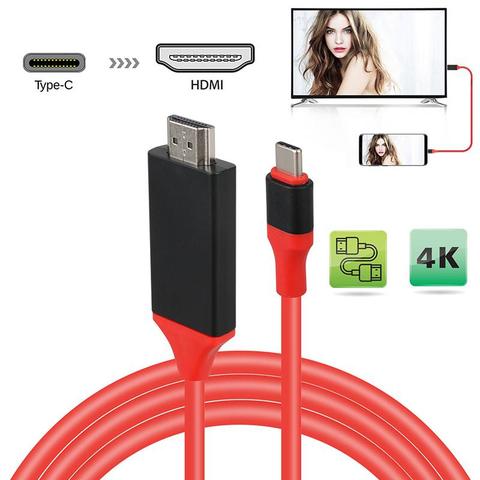Câble adaptateur USB 3.1 Type C vers HDMI 4K, 2M, pour MacBook, Samsung Galaxy S9/S8/Note 9, Huawei ► Photo 1/6