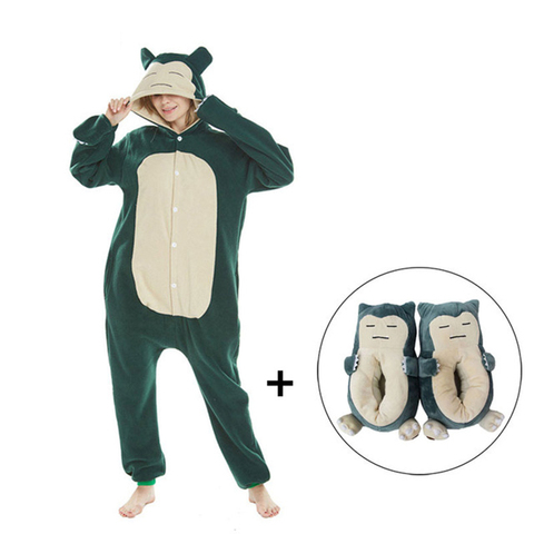 Snorlax-pyjama en molleton polaire pour femme et adulte, ensemble de nuit, drôle, Costume de Cosplay, une pièce ► Photo 1/6