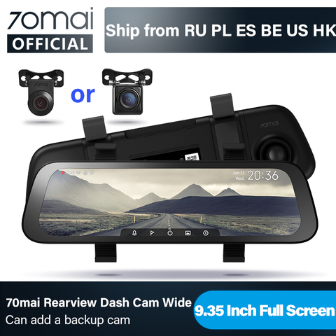 70mai-caméra de tableau de bord avec rétroviseur, 9.35 pouces, enregistreur vidéo pour voiture, DVR, vue 1080P, 130FOV ► Photo 1/6