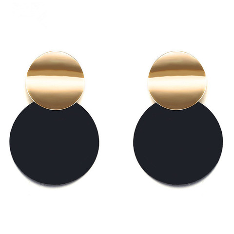 Boucle d'oreille ronde en métal noir à la mode pour les femmes or brillant lisse longue boucles d'oreilles goutte 2022 mode déclaration Bijoux Pendientes Bijoux ► Photo 1/6