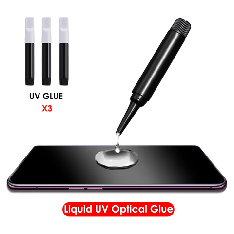 Lamorniea – colle en verre trempé UV, 3 pièces, pour iphone, samsung, huawei, tous les téléphones portables, protection de l'écran, bord, couverture complète ► Photo 1/6