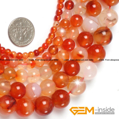 Perles rondes rouges cornaline naturelles pour la fabrication de bijoux, 15 pouces, pour la fabrication de bracelets et de colliers, 6mm, 8mm et 10mm ► Photo 1/6