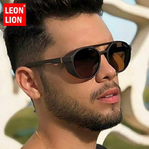 LeonLion-lunettes De soleil pour hommes, monture solaire classique Punk, stylée, Vintage, UV400 ► Photo 1/6