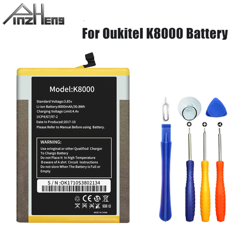 PINZHENG – Batterie de remplacement pour Oukitel K8000, capacité réelle, 8000mAh, avec outils, pour téléphone portable ► Photo 1/6