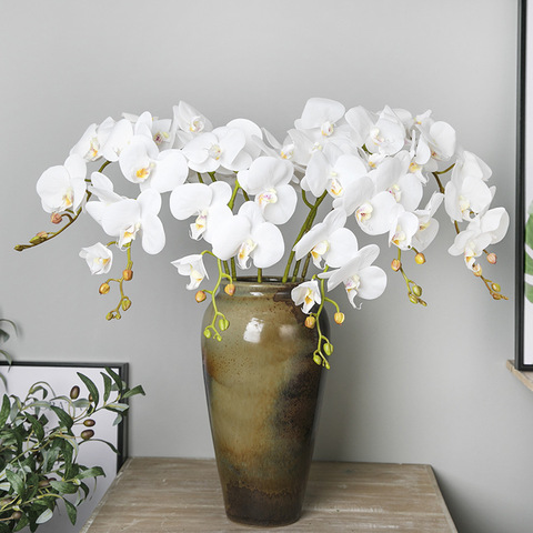Fleurs artificielles orchidées blanches en soie, fausse fleur papillon de haute qualité pour décoration de fête de mariage, de Festival à domicile ► Photo 1/6