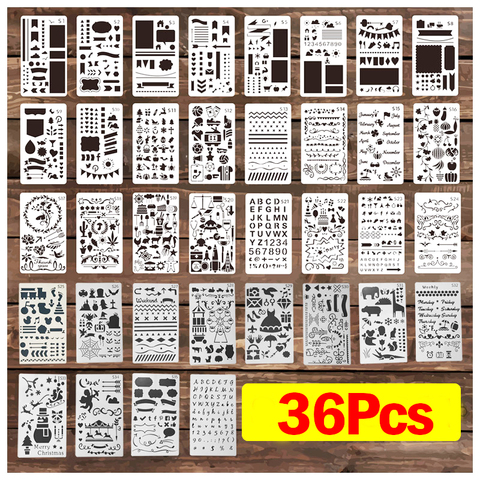 Pochoirs en couches A6 pour planificateur, modèle de Scrapbook, carnet de notes, Album en gaufrage, modèle décoratif, 24/36 pièces ► Photo 1/6