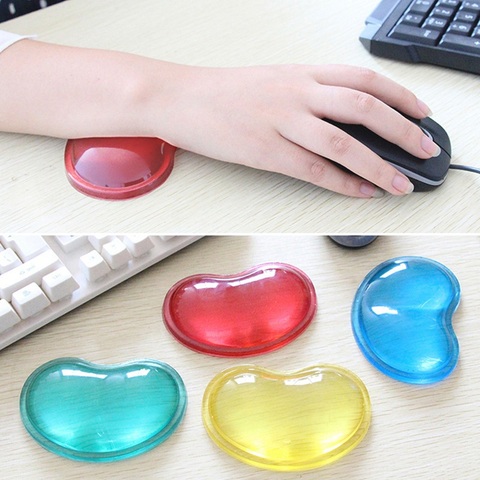 Créatif en forme de coeur Transparent belle Gel de silice tapis de souris main oreiller cristal accoudoir poignet tapis de souris roman pour le travail de bureau ► Photo 1/6