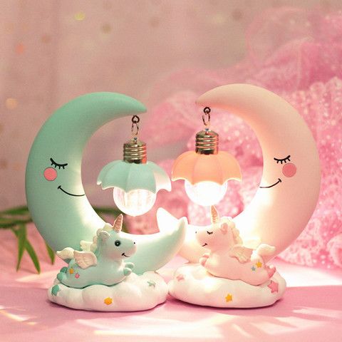 Veilleuse lumineuse pour enfants, jouet lumineux pour décoration, licorne lune, lumière nocturne, présentoir pour chambre de bébé, cadeaux mignons pour filles, LED ► Photo 1/6