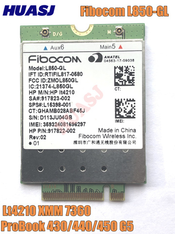 Huasj – carte Fibocom sans fil, Module Mobile L850-GL XMM L15398-001 WWAN 4G LTE, pour HP LT4210, ProBook 7360 430 440 ► Photo 1/2