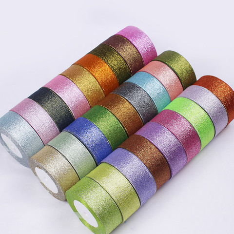 Ruban oignon couleur pailleté 6mm – 40mm, décor de mariage, noël, boîte à bonbons, emballage, rubans en tissu pour oignon, accessoires de bricolage ► Photo 1/6