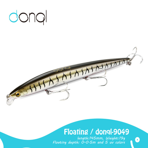 DONQL 1 pièces Minnow pêche leurre Wobblers dur artificiel appât 3D yeux pêche à la traîne leurres eau salée naufrage Wopper Plopper manivelle ► Photo 1/6