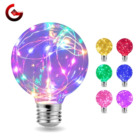 LED Edison chaîne ampoule E27 110V 220V G95 coloré rvb éclairage cuivre fil ampoule décor à la maison vacances veilleuse lampe ► Photo 1/6