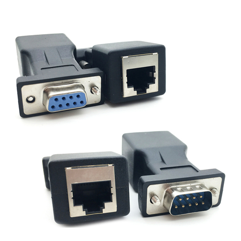 Nouveauté DB9 RS232 mâle/femelle à RJ45 femelle adaptateur COM Port vers LAN Ethernet Port convertisseur ► Photo 1/1