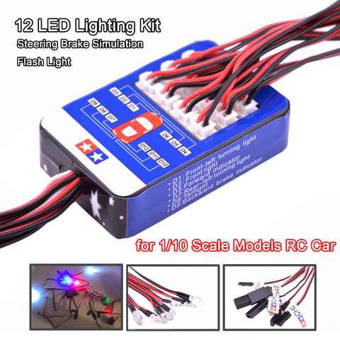 Kit d'éclairage de Simulation à 12 LED, frein de direction pour modèles à échelle 1/10, voiture RC, Yokomo Tamiya HSP HPI AXIAL RC4WD Traxxas ► Photo 1/6