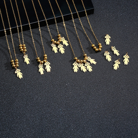 Personnalisé bébé fille garçon collier Laser gravé nom soeur frère acier inoxydable famille colliers pour fils Daugther ► Photo 1/1
