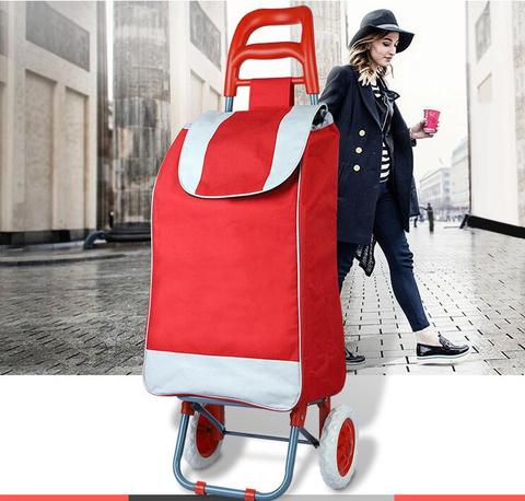 Chariot de Shopping pliable, sac de Shopping sur roues, petit chariot de traction, chariot de Shopping pliable, voiture de Shopping, panier de Shopping, remorque ► Photo 1/4