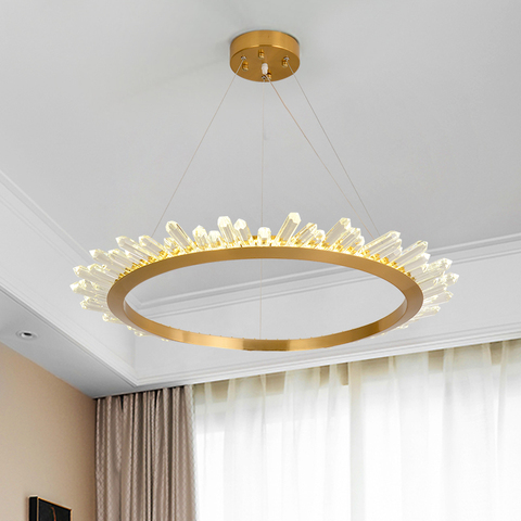 Plafonnier LED suspendu en cristal K9, design moderne, disponible en noir et en or, luminaire décoratif de plafond, idéal pour un salon ou une salle à manger ► Photo 1/6