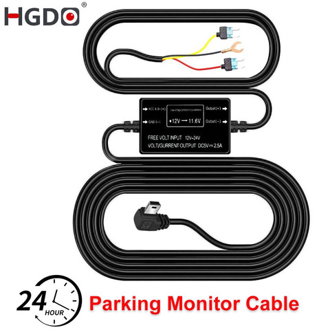 HGDO Dash Cam Kit de fil dur Mini Port USB cc 12/24V à 5V chargeur de voiture câble 24H moniteur de stationnement câble Buck ligne pour voiture DVR GPS ► Photo 1/6