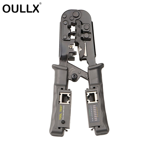 OULLX-pince à sertir pour câble réseau multifonction RJ45 8P6P4P testeur à trois usages, outil à cliquet, pince à sertir pour fil réseau ► Photo 1/6