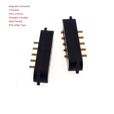 1 paire de connecteurs de broches Pogo à 5 broches, 2.54mm, montage sur carte, mâle/femelle, sonde de Charge, 2amp, MG005 ► Photo 1/5