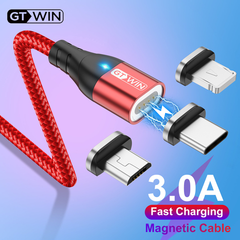 Câble USB magnétique GTWIN 3A pour chargeur iPhone câble USB Type C charge rapide pour Xiaomi 10 Samsung Huawei P40 P30 câble USB C ► Photo 1/6