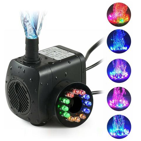 Pompe à eau Submersible avec 12 lumières LED, 220V, 15W, 220-240V, 800L/H, pour Aquarium, étang, fontaine, prise EU/UK/US ► Photo 1/6