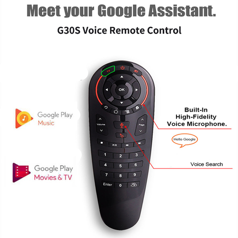 Télécommande d'apprentissage G30S IR 2.4G, sans fil, 33 touches, détection gyroscopique, Google Voice, pour Android TV Box PC ► Photo 1/5