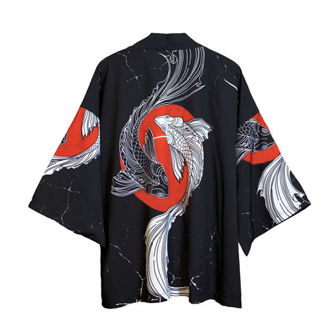 Veste d'été Kimono manches cinq points pour hommes et femmes, cape, style japonais, surdimensionné à séchage rapide, à la mode, chemisier décontracté ► Photo 1/6