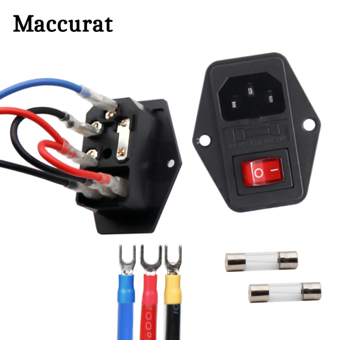 1/2/3 PCS 10A 250V Power Switch 3 in 1 AC Part Power Outlet With Red Triple Rocker Switch Fused Module Plug For 3D Printer Parts ► Photo 1/6