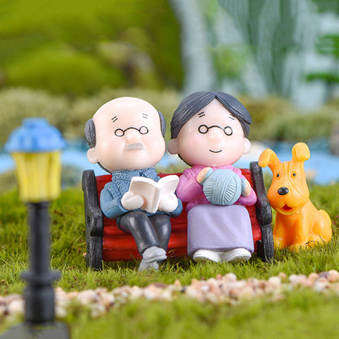 Mini Figurines de Couple grand-père doux amoureux, ornement de Couple, Figurines de jardin féerique Miniature, décoration pour la maison ► Photo 1/6