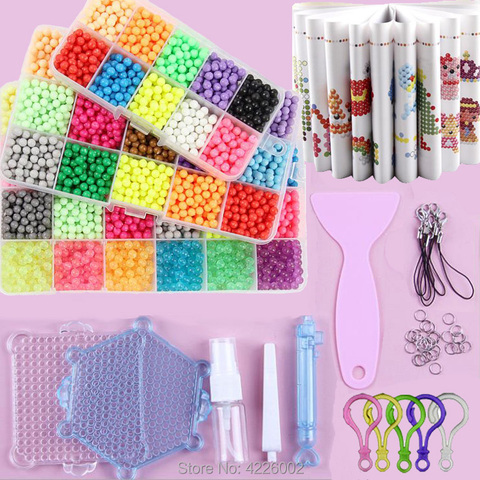 Perles d'eau bricolage ensemble perle boîte Pegboard jeu Kit repassage outil accessoires enfants concepteur jouets pour filles enfants cadeau 8 10 ans ► Photo 1/6